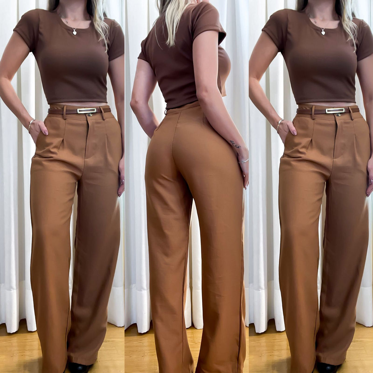 Calça Feminina Pantalona em Alfaiataria Marrant