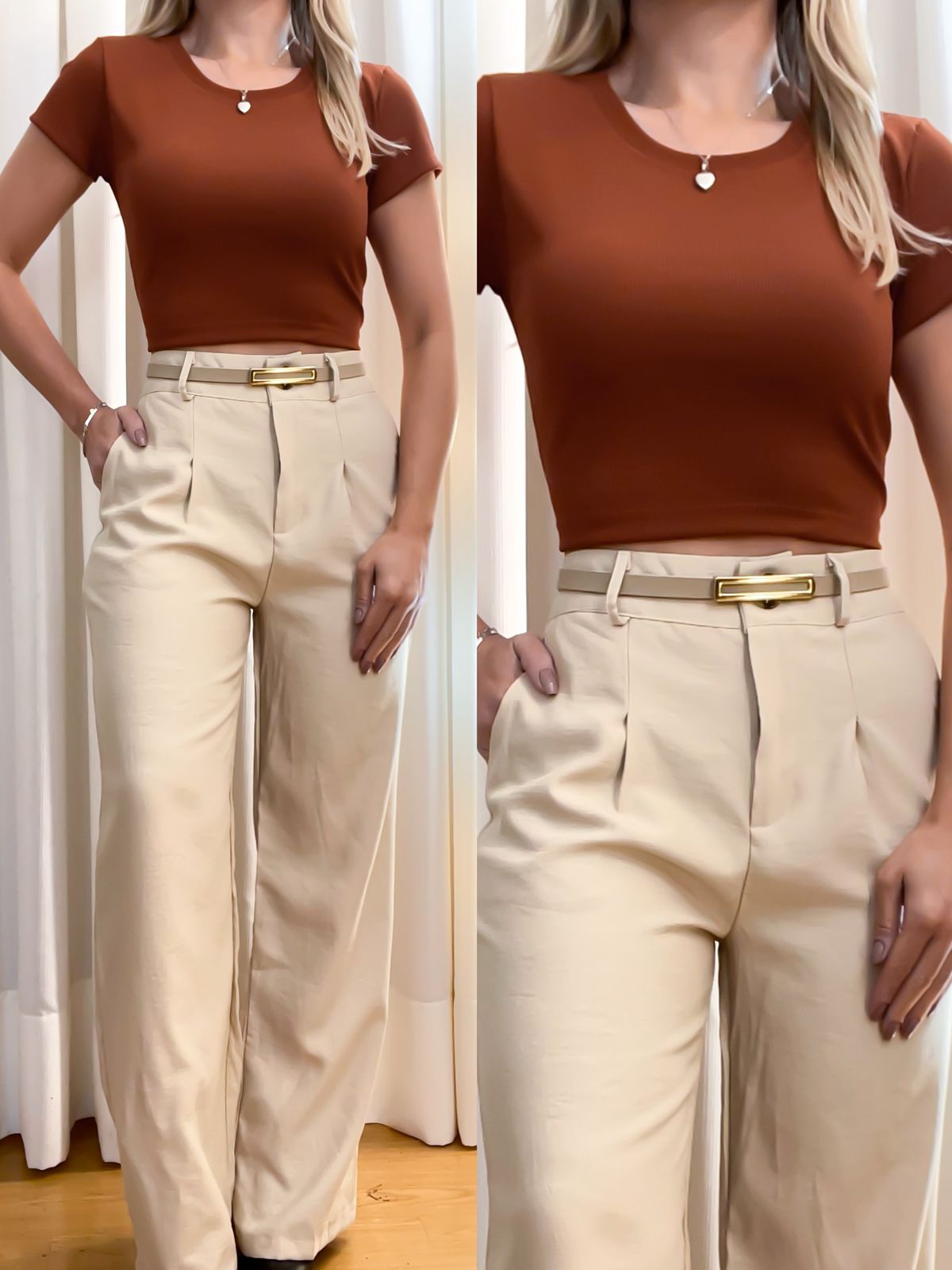 Calça Feminina Pantalona em Alfaiataria Marrant