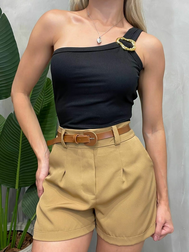 Cinto Feminino em Courino com Fivela Redonda