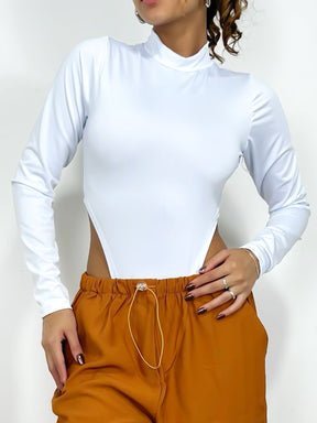 Body Feminino Cavado Manga Longa