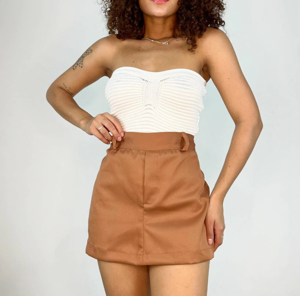 Short Saia Feminino em Alfaiataria com Elastano