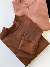 Blusa Feminina em Ribana Térmica Manga Longa com Gola