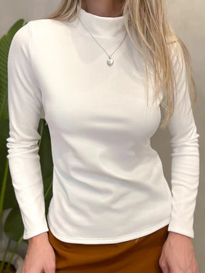 Blusa Feminina em Ribana Térmica Manga Longa com Gola