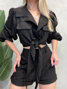 Conjunto em Alfaiataria Sensoriale com Shorts e Camisa de Amarração