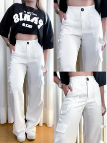 Calça Cargo em Alfaiataria Marrant com Elastano Verena