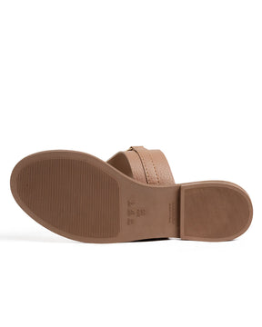 Sandália Rasteira Feminina Napa Pele com Fivela