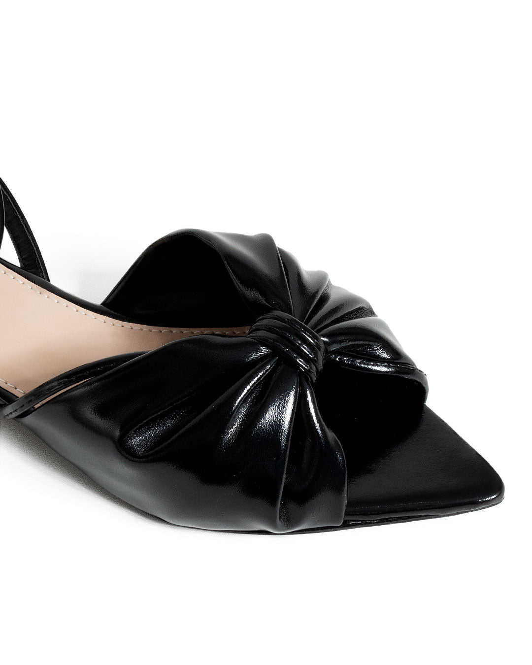 Sandália Rasteira Metalic Soft Preta com Laço