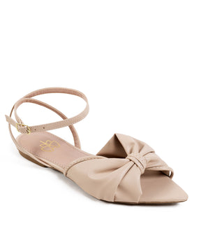 Sandália Rasteira Napa Paris Cream com Laço