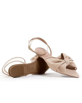 Sandália Rasteira Napa Paris Cream com Laço