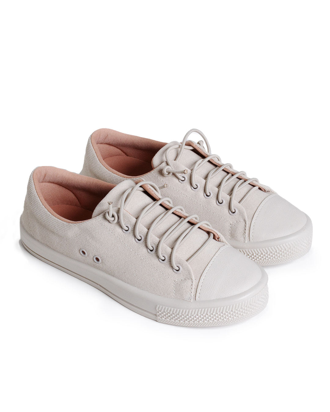 Tênis Casual Feminino Off White Cano Baixo com Cadarço