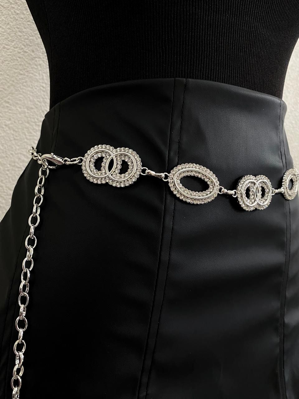 Cinto Corrente Argolas com Strass