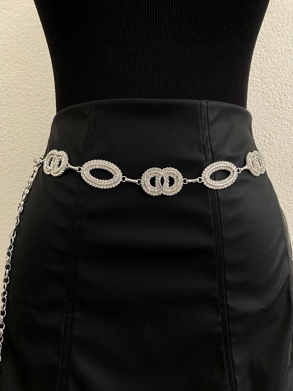 Cinto Corrente Argolas com Strass