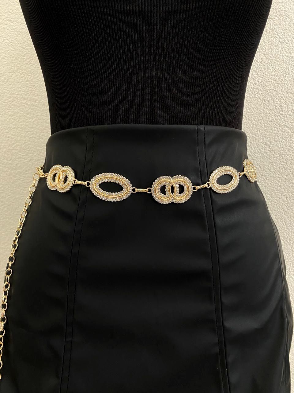 Cinto Corrente Argolas com Strass