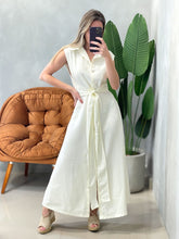 Vestido Longo Juliete em Alfaiataria Sensoriale com Botões e Amarração