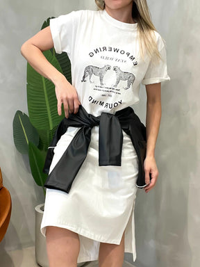 Camisão Vestido Midi Evelin Estampado em Algodão com Elastano