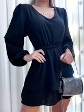 Vestido Curto Suelen Manga Longa em Tecido Duna